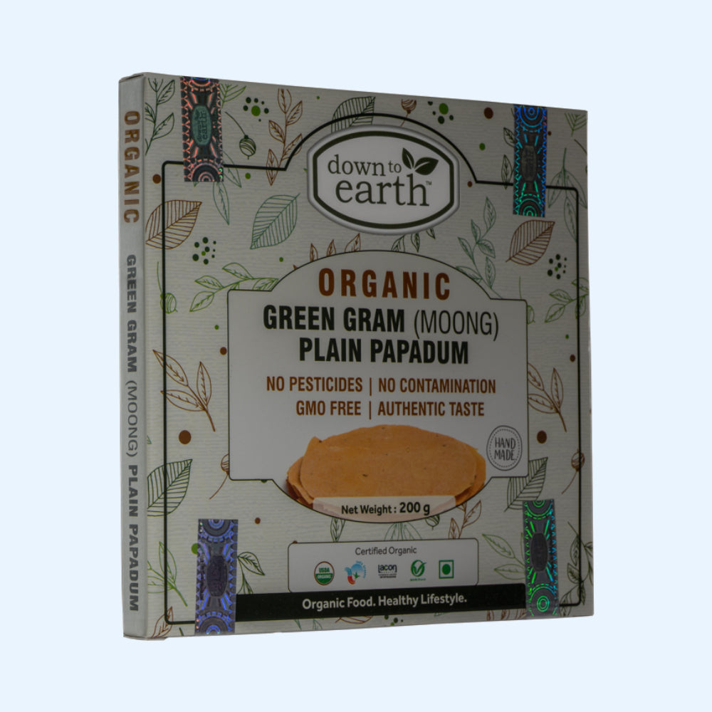 Down to Earth Organic Green Gram(Moong) Plain Papadum 200g