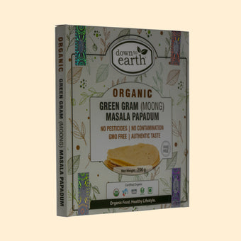 Down to Earth Organic Green Gram(Moong) Masala Papadum 200g