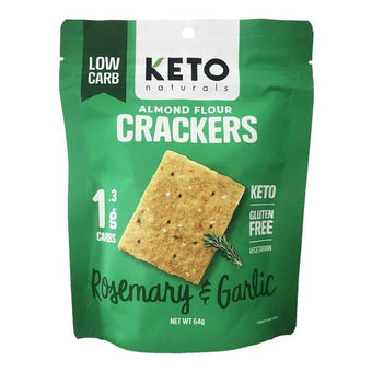 Keto Natural low carb Almond Flour Crackers Rosemary & Garlic 64gm